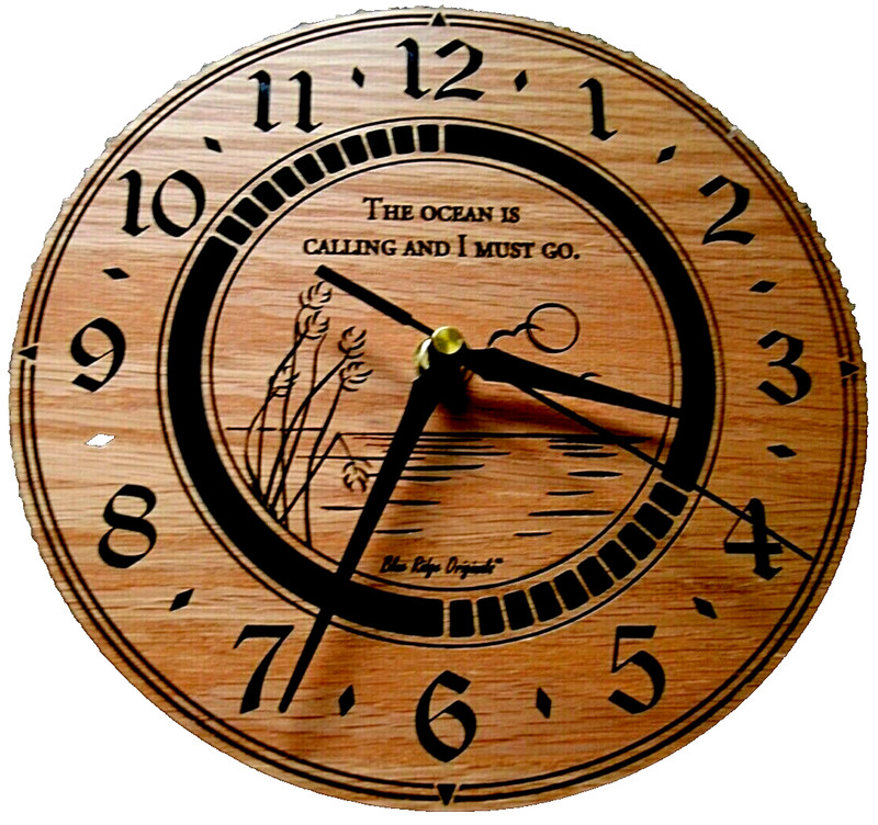 Blue ridge Originals Clock-"The Ocean is Calling and I Must Go" Wood Effect 8"