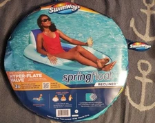SwimWays Spring Float Recliner HYPER-FLATE VALVE Light Blue SHIPS FAST