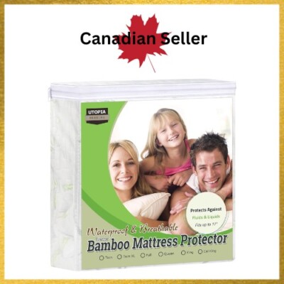 Utopia Bedding Premium Bamboo Waterproof Mattress Protector Queen Fits 17 Inch