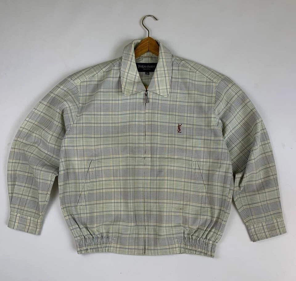 Vintage Yves Saint Laurent 80s 90s Harrington Bombet Jacket YSL Striped Men  SZ M