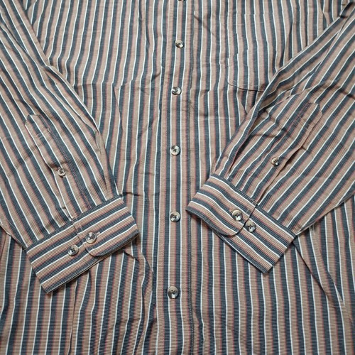 Basic Options Shirt Men's 2XLT Multicolor Striped Button Up Long Sleeve Pockets - Picture 2 of 7