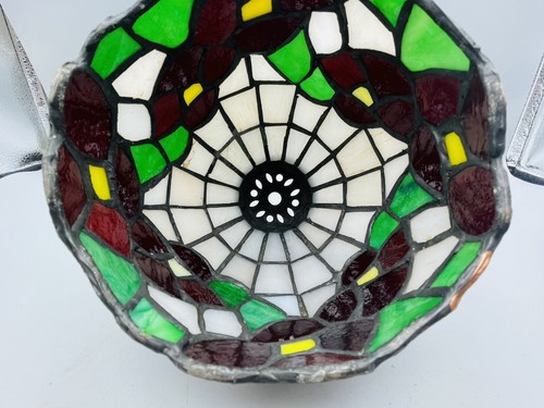 Hand Made Vintage Tiffany Style Poppy Decorated Lamp Shade Table or Desk or Wall - Picture 7 of 11