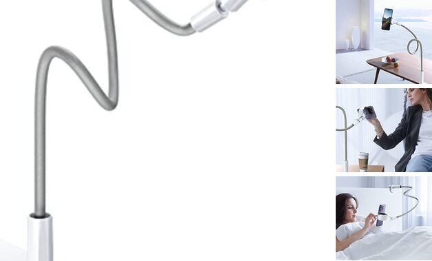 Phone Holder Bed Gooseneck Mount, Cell Phone Clamp Clip for Desk, Grey