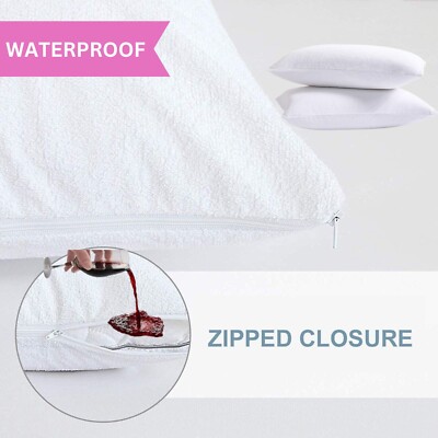 4er-Pack Wasserdichte Kissenhülle mit Reißverschluss Schutz Kissenbezug Frottee Anti Bug Abdeckungen