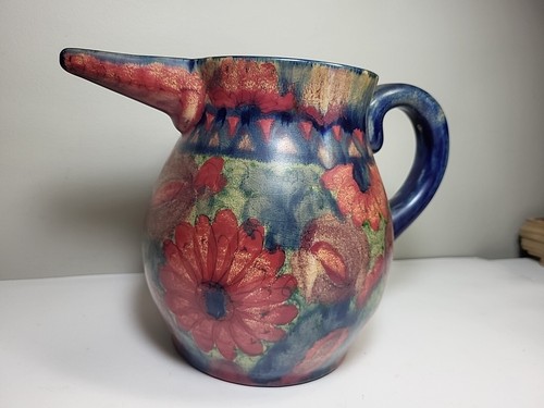 Joseph Mrazek Vintage Keramik Krug rosa blau Blumenmuster tschechisch - Bild 2 von 11