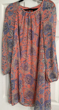 Tommy Hilfiger Dress Size 10, New w/o tags, Sheer long sleeves, Pink/Blue/White