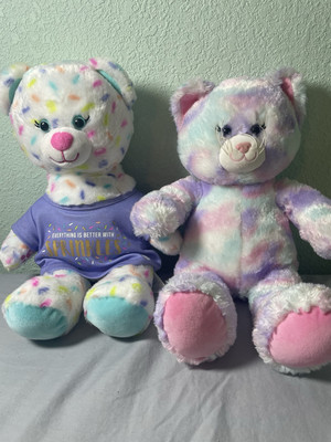 Pastel Swirl Kitty Cat Stuffed Plush Doll Purple Pink Blue And Sprinkles. 