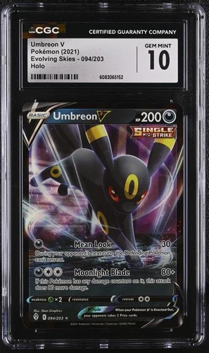 UMBREON V Evolving Skies Holo Rare #094 CGC 10 Pokemon [Nostalgium]