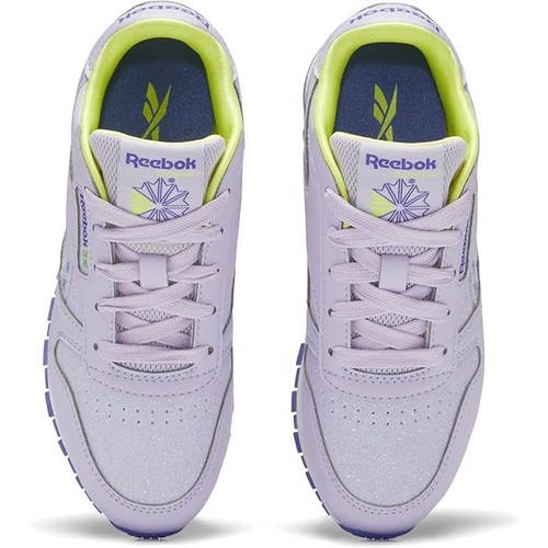 NUOVE scarpe da bambino Reebok classiche in pelle viola taglia 3 anni HR0647 ragazze in età prescolare - Foto 5 di 8