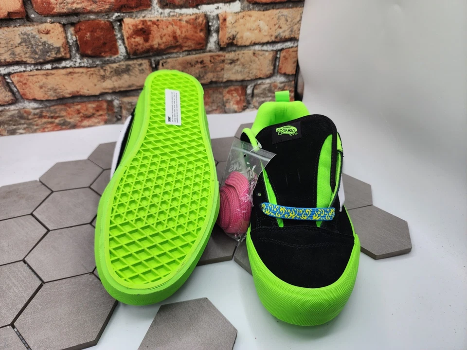 Hombres Talla 4 Niños Talla 4Y VANS Knu Skool Pop Suela Verde Negro Raro Patrón Premium Foto 3 de 4