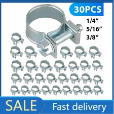 30 Pcs 1/4" 5/16" 3/8" Fuel Injection Gas Line Hose Clamps Clip Pipe Clamp