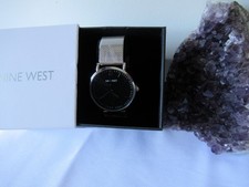 Nine West Mens Asher Watch NWW1620M Stainless Mesh Band Black Face. NEW