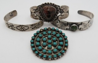 AS is repair lot vtg sterling silver Native American 3 bracelets 1 pin turquoise