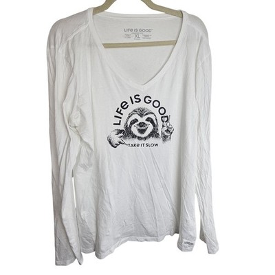 Life Is Good Womens Crusher Lite T-Shirt XL Capybara Take It Slow Stretch Cotton