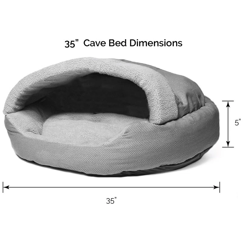 Large Dog Cave Bed Reversible Cushion Sherpa Cozy Indoor Pet Nest Eco-Friendly - Image 4 of 4