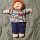 Cabbage Patch Kids Doll Boy Orange Hair Brown Eyes Blue Jeans Xavier Signed Good