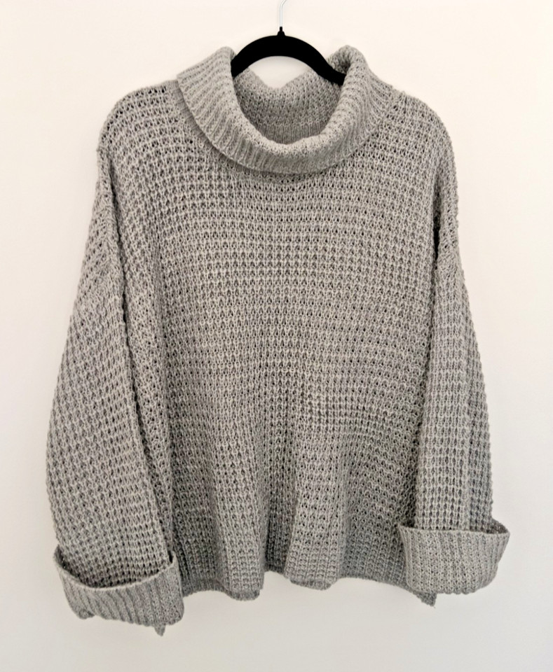 Rain + Rose Roll Neck Knit Jumper Grey XL
