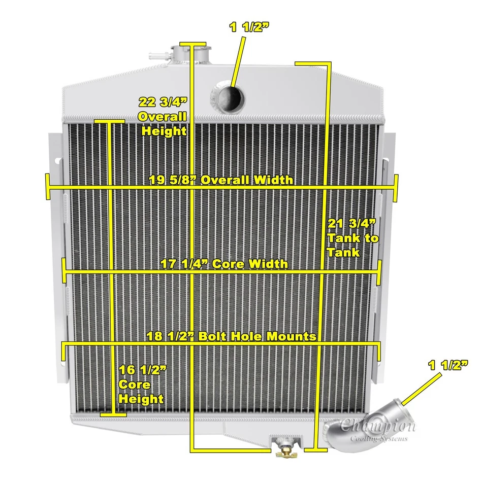 NUEVO RADIADOR CHAMPION 3 FILAS TODO ALUMINIO 1965-1971 JEEP CJ5 V6 3,8 L CC6571 Foto 3 de 4