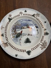 Folkcraft Stoneware Winter Side 10” Dinner Plates Set Of 4
