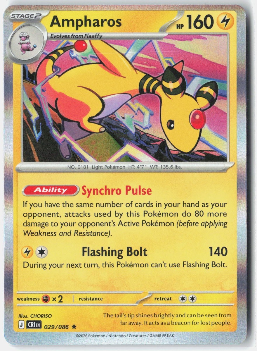 Ampharos ME04: Chaos Rising 029/086 Pokemon Card Holo | eBay