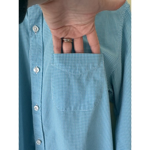 Bonobos Men’s S Slim Fit Button Down Shirt Teal Gingham Cotton Lightweight EUC - Picture 4 of 8
