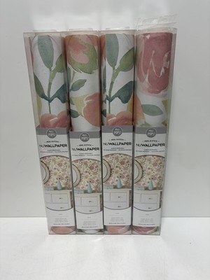 (4) NuWallpaper Audrey Flowers Vinyl Peel and Stick Wallpaper 20.5 in. x 18 ft.