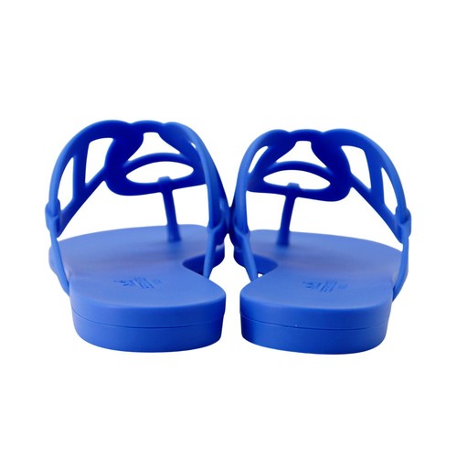 HERMES Egeri Chaine d'Ancre Sandals Size 37 Rubber Blue - Picture 3 of 8