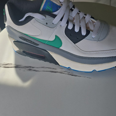 Nike Air Max 90 Unisex Kids 6.5Y White/Green/Gray Leather Sneaker DV3607-102