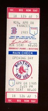 1985 BOSTON RED SOX OPENING DAY TICKET FULL NEW YORK YANKEES Baseball