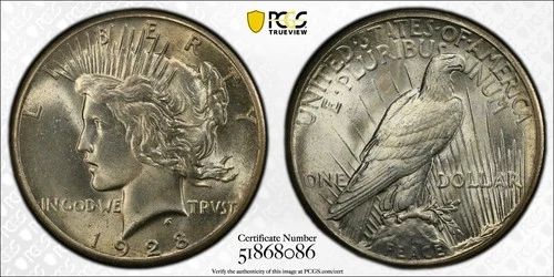 1928 P PEACE DOLLAR PCGS MS64! KEY DATE!