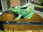 Vintage 1950s Large Sized MCM Painted McCoy Frog Art Pottery Planter 9" x 5"