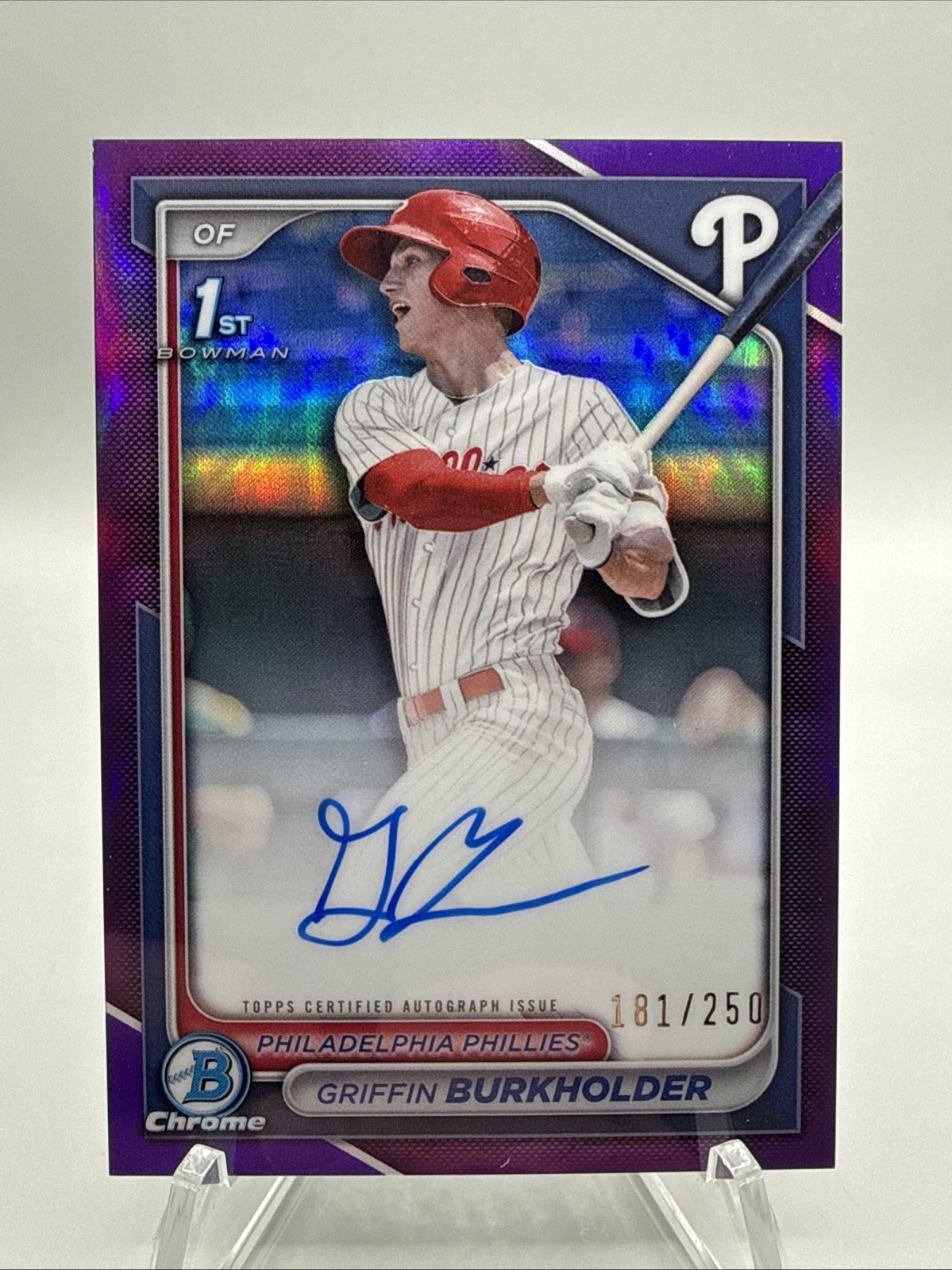 2024 Bowman Draft 1st GRIFFIN BURKHOLDER Chrome Purple Refractor Auto /250