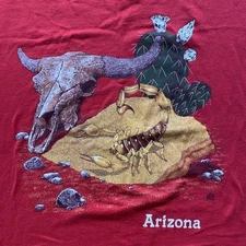 Vintage Jerzees Arizona Desert Red Graphic T-shirt Large Made In USA