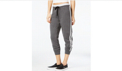 Material Girl Active Glitter-Trim Jogger Pants, Charcoal, Size-M
