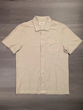 The Normal Brand Sequoia Jacquard Button Down Casual Shirt Short Sleeve Bone M