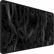 Premium XXL Gaming Mouse Pad - 35.4L x 15.8W inches, Black Topographic