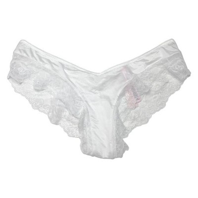Victoria's Secret Rose Lace-Trim High-Leg Cheeky Panty White Size Medium