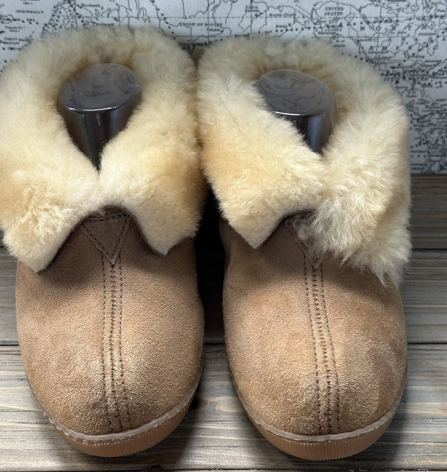 Minnetonka мокасины овчины ботинок тапочки коричневый женщин Sz 9 уютный - Изображение 3 из 4