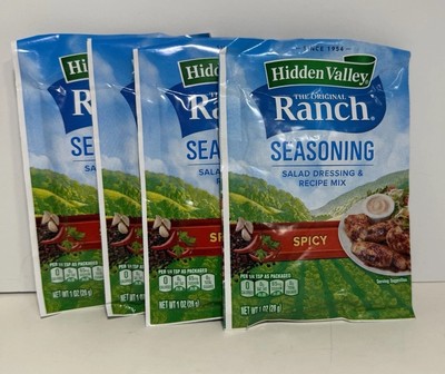 Hidden Valley Ranch SPICY Salad Dressing & Recipe MIX Seasoning Packet LOT 4 *2B