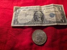 1923 PEACE SILVER DOLLAR, NICE CONDITION WITH $1 SILVER CERTIFICATE SERIES 1957