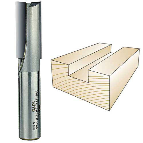 Whiteside Straight Bit, 1/2 in. SH x 9/16 in. CD x 1-1/4 in. CL 1075