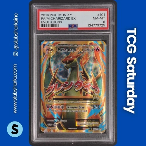 2016 POKEMON XY EVOLUTIONS #101/108 M CHARIZARD EX FULL ART ULTRA RARE PSA 8