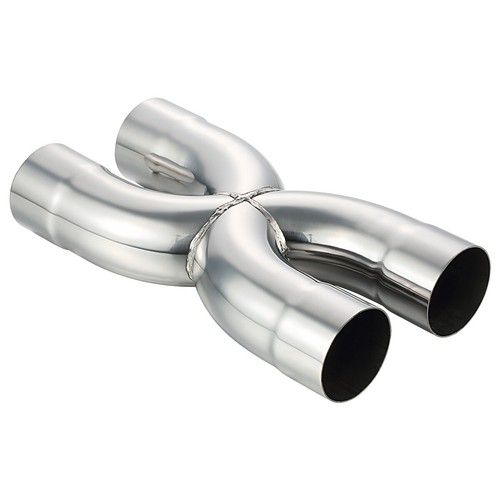 Stainless Steel Polished X-Pipe 2.5" Inlet, 2.5" Outlet, 12" Overall Length - Bild 1 von 5