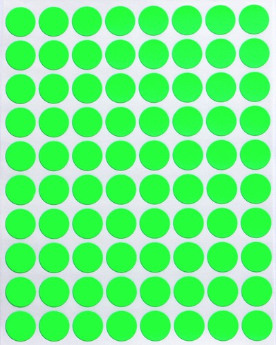 Etiquetas de color verde neón en varios tamaños 8 mm-38 mm (1⁄4"" - 1 1⁄2"") 15 hojas - Imagen 13 de 30