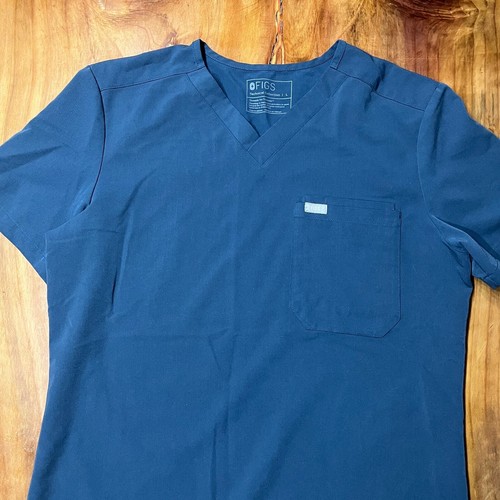 Camisa Figs Para Hombres L Enfermera Exfoliante Manga Corta Azul Mezcla Poliéster Uniforme RR14 - Imagen 2 de 4
