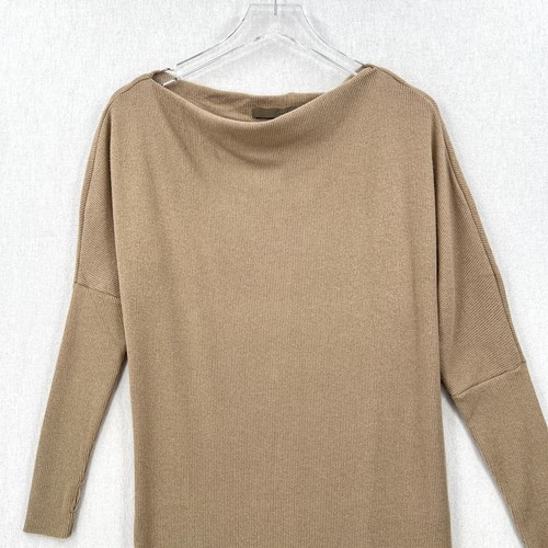 ENZA COSTA Sweater Knit Slouch Dress Womens Large Taupe Tan Long Sleeve Maxi NEW - Picture 5 of 15