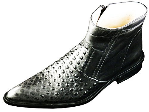 ORIGINAL CHELSY DESIGNER MENS LEATHER ANKLE BOOTS SHOE STRAW LEATHER STUDS 41 - Picture 1 of 5