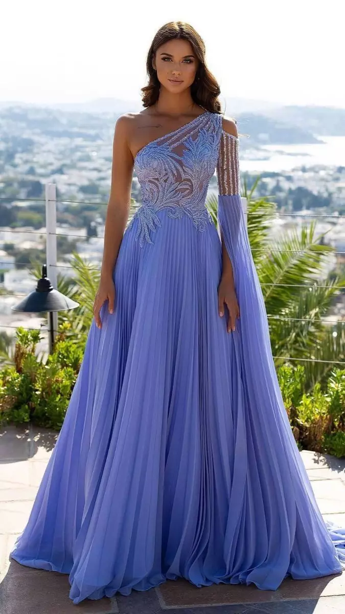 A Line V Neck Navy Blue Shiny Long Prom Dresses, Charming Blue Tulle P –  Cutedressy