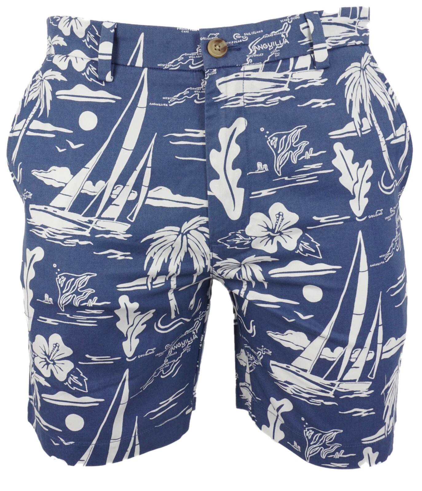 New $85 Vineyard Vines 7" Breaker Men Size 30 Blue Floral Sail Boat Chino Shorts