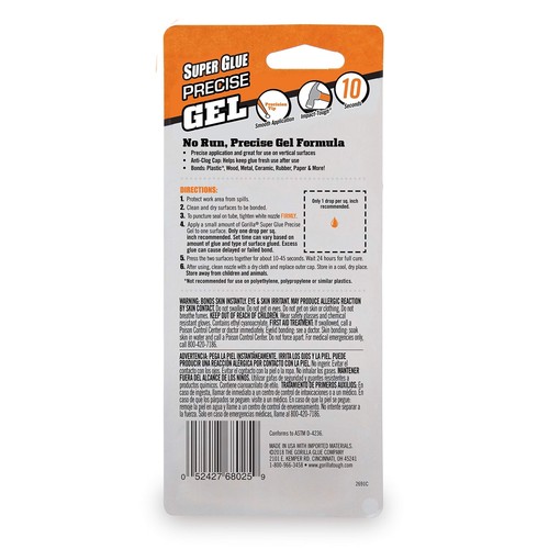 Gorilla Super Glue Precise Gel, 15 Gram, Clear, (Pack of 1) - Imagen 2 de 6